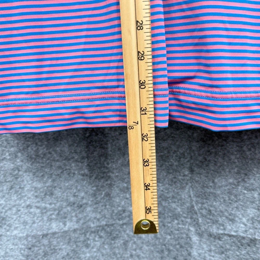 FootJoy‎ Mens Striped Polo Shirt Large Pink & Blue Golf FLAWS - Picture 3 of 13